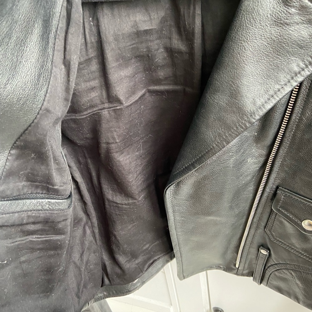 Theory Dalayan Womens Black Leather Moto Jacket - Picture 4 of 5